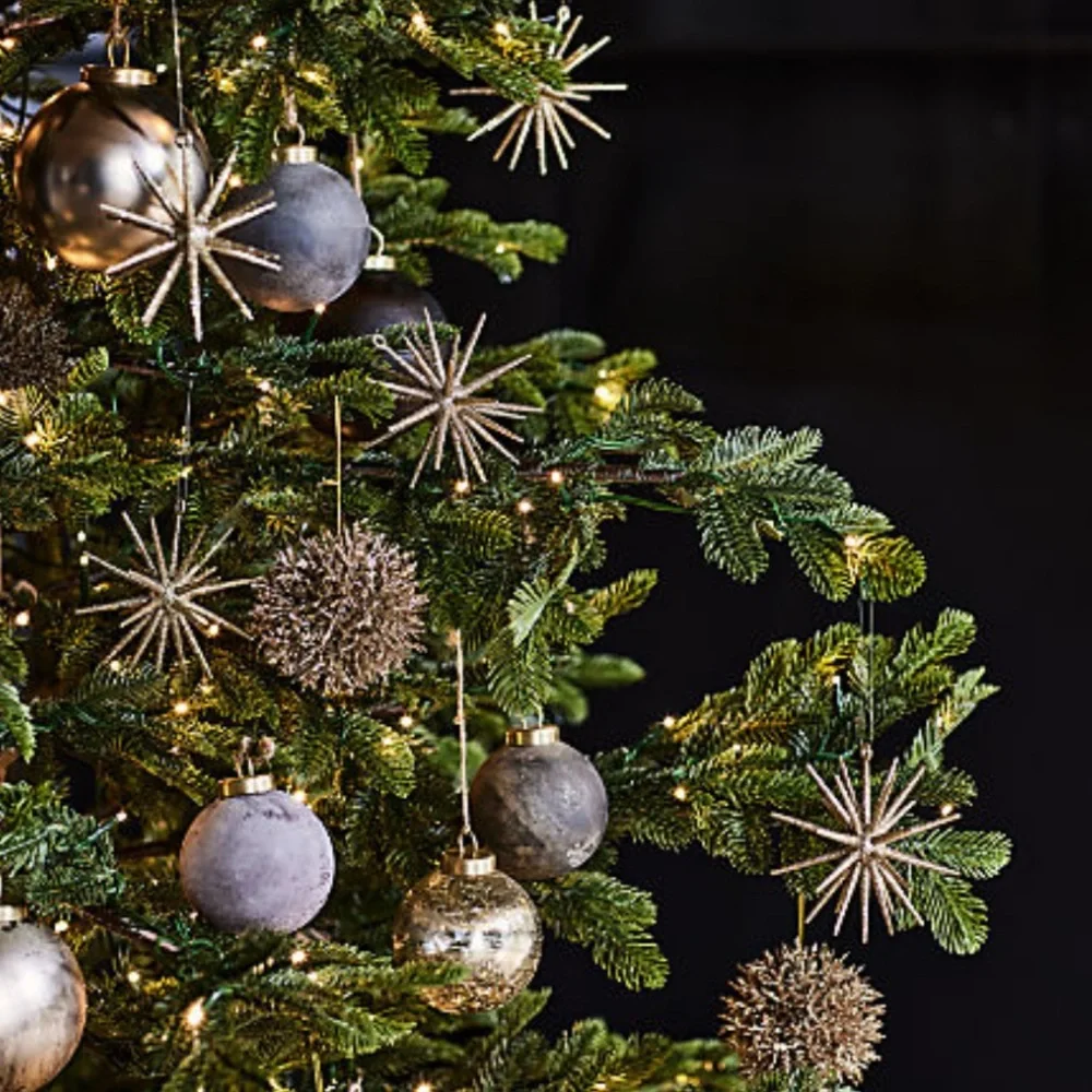 New! Crate&Barrel Metallic Gold Glass Ornament Collection, set of 6